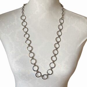 Banana Republic Silver Tone Circle Link Statement Necklace